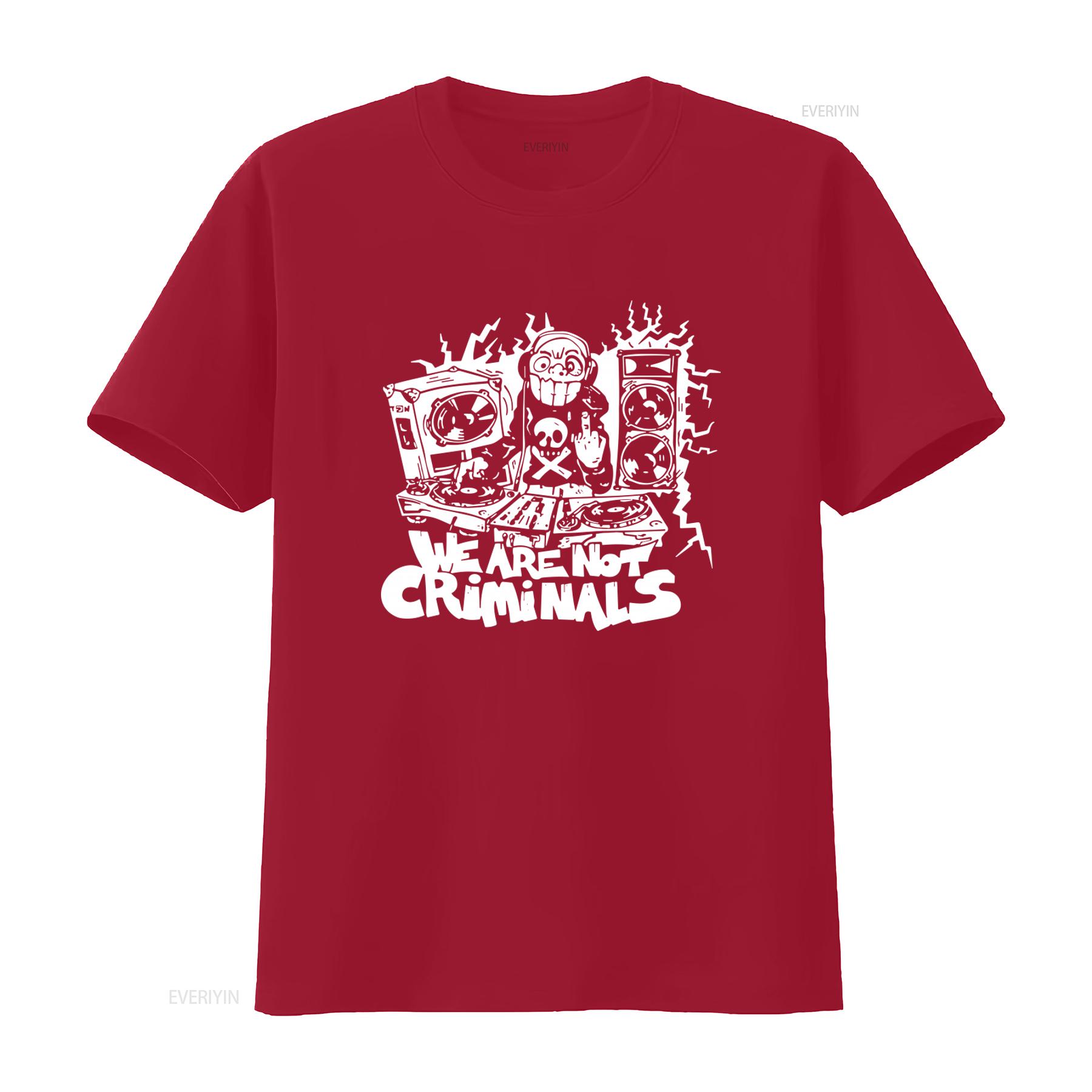 

NOT CRIMINALS T Shirt for Tekno Rave Dancehall Punk Electro Disco Techno House Deep DJ Skull Design Trendy Streetwear vintage S