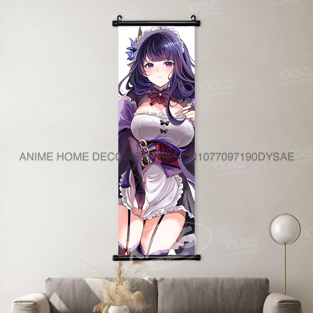 Game Genshin Impact Poster Sexy Anime Mona Home Decor Scroll Picture Sucrose Wall Art Decorative Hanging Painting Interior Mural