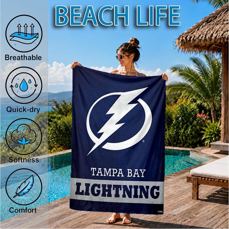 Bay Lightning Hockey Beach Towel, Super Soft Microfiber, Perfect Gift for Her/Him, Birthday, for Pool, Beach, Travel, Decor Beach Party