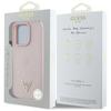 Guess Grained Hot Stamp Peony Triangle Logo MagSafe Case for iPhone 16 Pro Pink