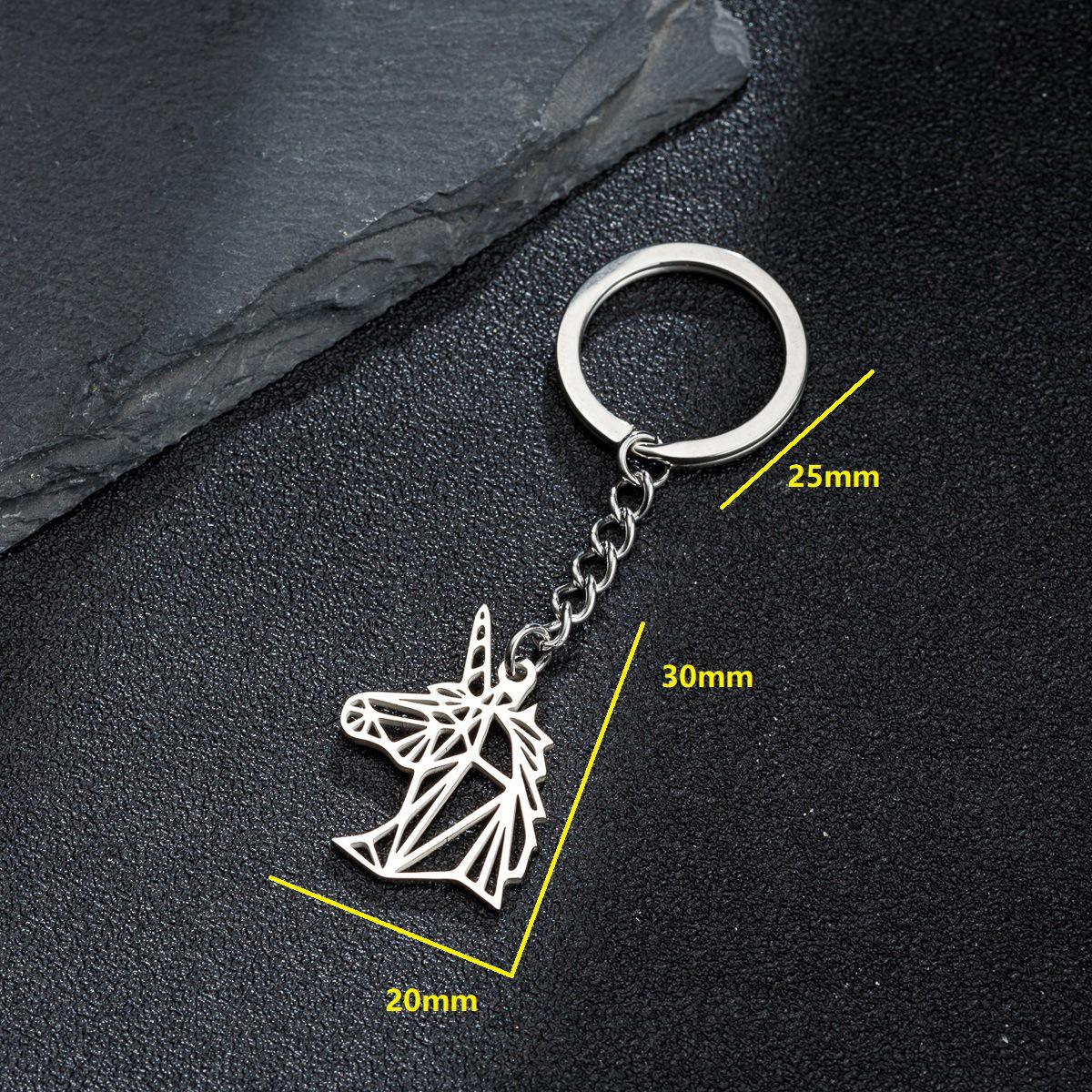Unicorn Origami Stainless Steel Keychain Pendant - Cartoon Dream Design стальной