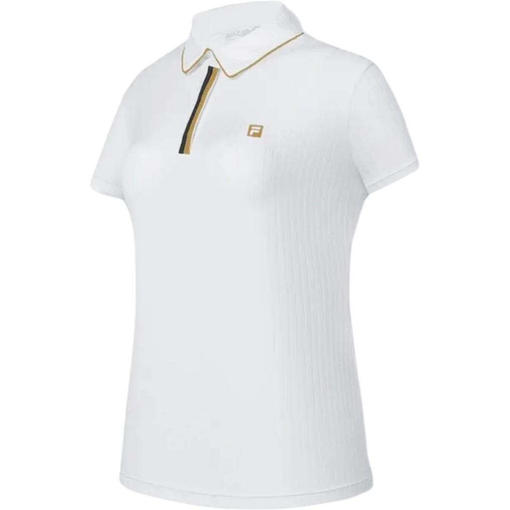 Fila Sun Protection Casual Comfortable Knitted Short Sleeve Polo Shirt Women Tops Jade-White A11W435102FWT