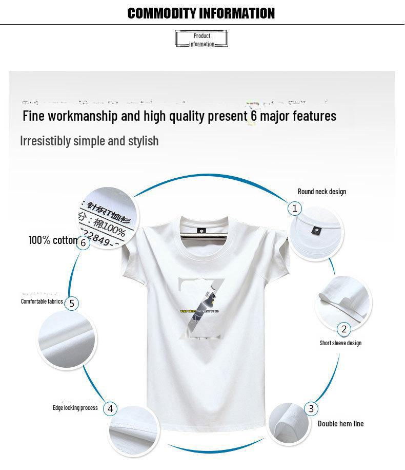 Men's Summer 2025 Pure Cotton Heavyweight Short-Sleeve Fashion T-Shirt