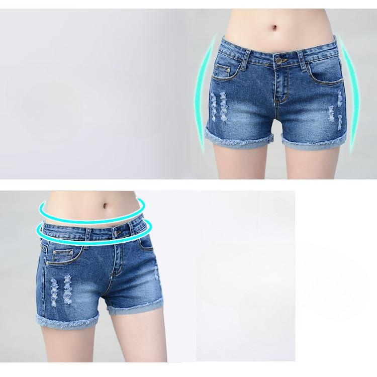 Summer Thin Women Ripped Denim Shorts Stretchy High Waist Hot Pants Slim Fit Korean Style Student Fashion