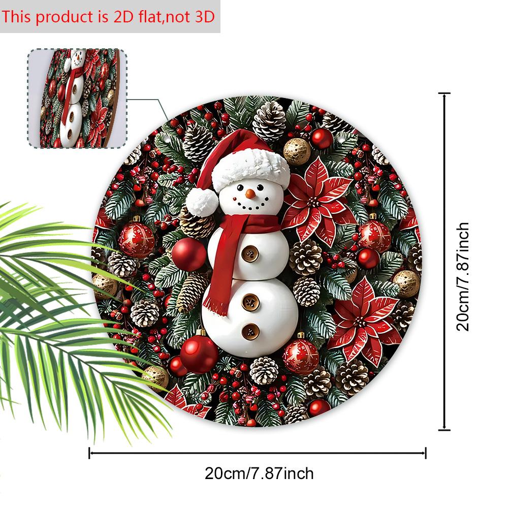 Wooden Christmas Sign with Adorable Snowman Pattern, Christmas Decorative Plaque & Sign for Front Door Wall Hanging Decor, Ideal Christmas Ornament