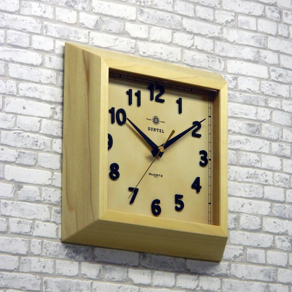 Santel Square Wall Japanese-made Clock, Natural, QL696-NA