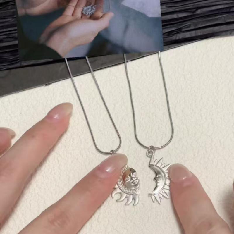 1 pár retro náhrdelník s přívěskem slunce a měsíce, personalizovaný řetízek choker pro pár, šperky jako dárky na Valentýna