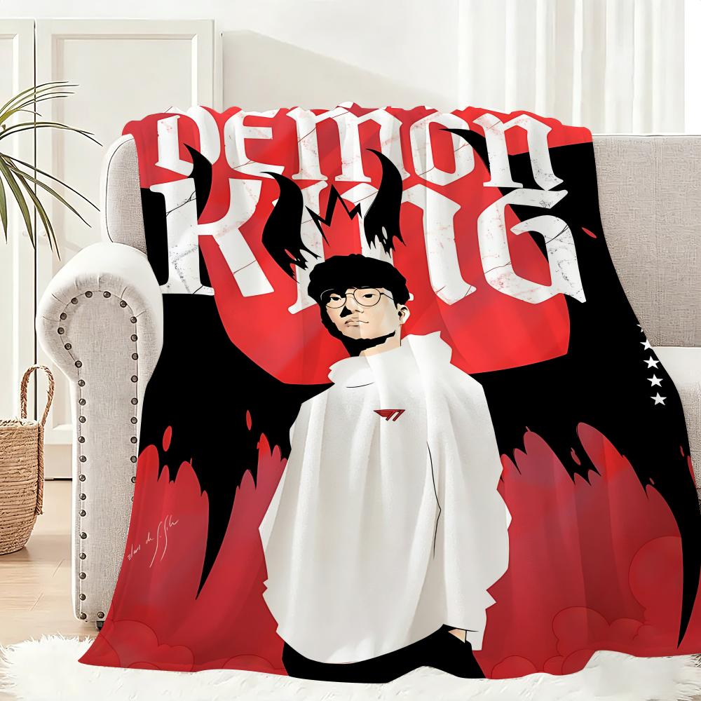 Faker The God of League of Legends Throw Lightweight 240g Flannel Blanket Soft Skin-friendly for Summer Cooling 75x90cm