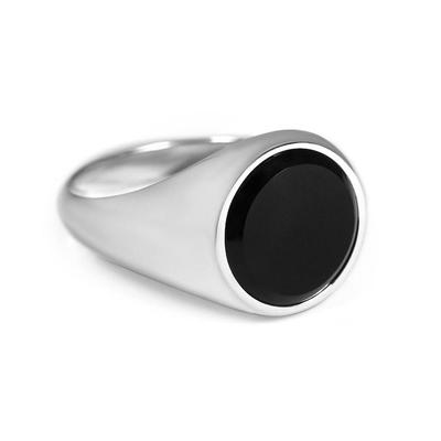 925 Sterling Silver, Black Onyx Round Gemstone Ring, Unisex Ring, Mens Jewelry, Birthstone Ring, Flat Stone Ring, Handmade Jewelry