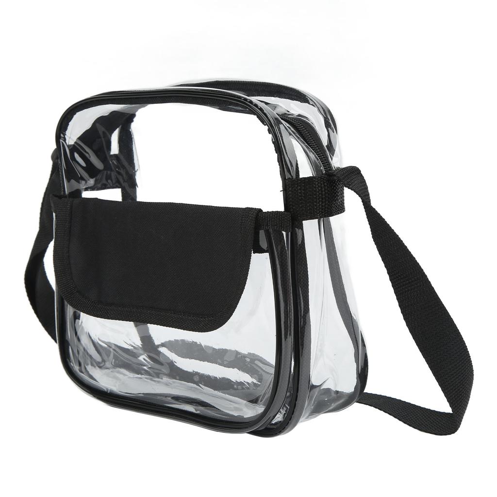 Transparent Messenger Bag PVC Shoulder Bag with Adjustable Strap for Daily Shopping Beach Traveling