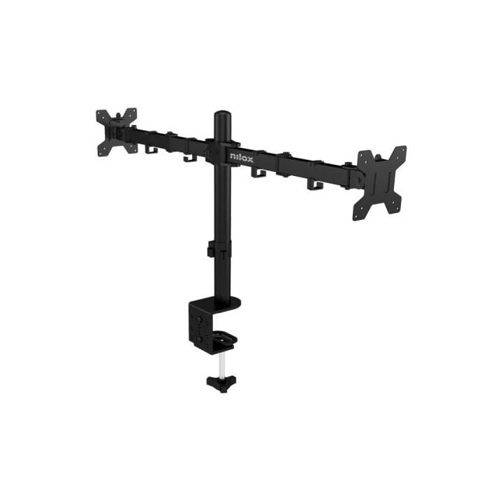 Nilox Supporto Monitor 2 Bracci Nero NXDMA01B - Accessorio PC per Doppio Schermo