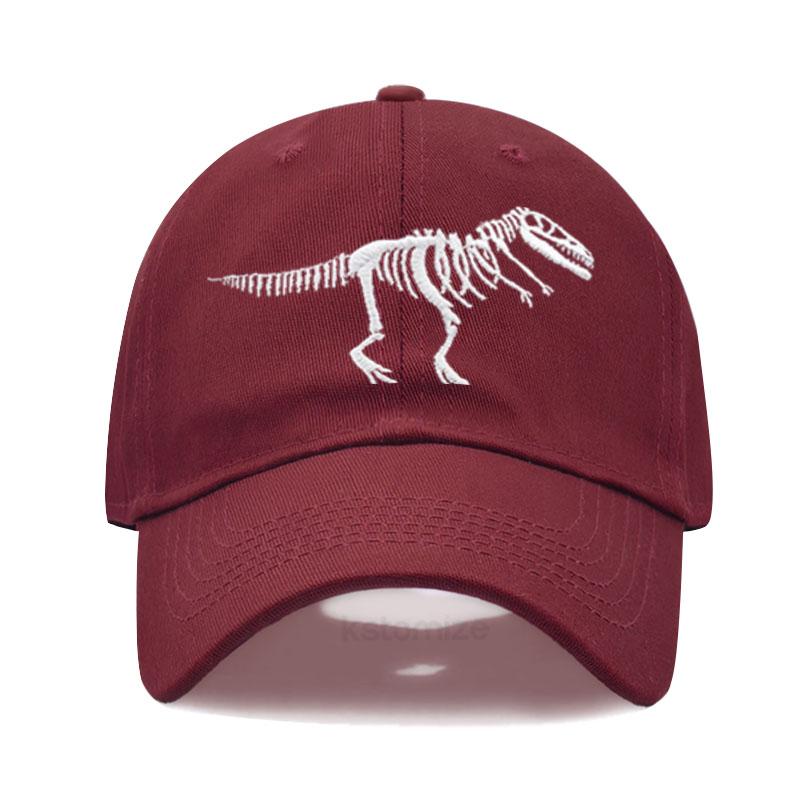 Dinosaur Skeleton Embroidered Baseball Cap for Women Men Fashion Adjustable Soft Cotton Dad Hat Unisex Classic Golf Caps