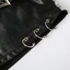 Women Heavy Leather V Low Waist Hip Personalised Punk Spice Girl Style Ring Buckle Decoration Cross Cock Eye Belt Short Skirt Suit