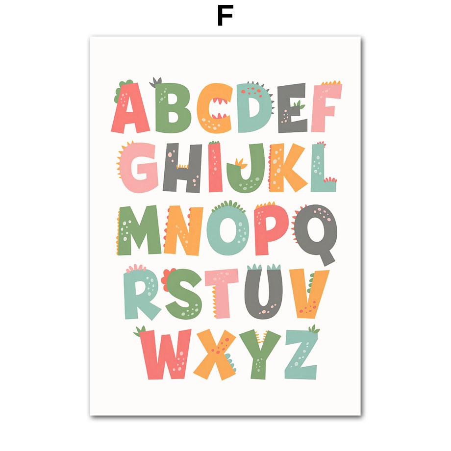 

Мультфильм Динозавр Алфавит Радуга Цитаты Детская Настенная Живопись Холст Картина Бохо Плакаты И Принты Картины Детская Комната Декор 21x30cm No Framed