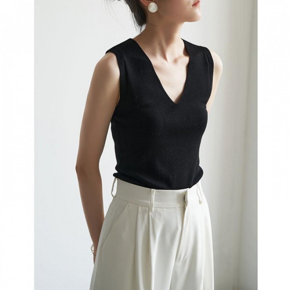 V Neck Tank Top Stripe Knit Halter Crop Tops Women Summer Camis Chest Pad Camisole Fashion Casual Tube Female Sleeveless Cropped Vest