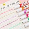 6 sztuk/zestaw Kawaii kwiaty w kształcie linii zakreślacze końcówka rolki krzywa Liner Marker do pisania Journaling rysunek artykuły papiernicze