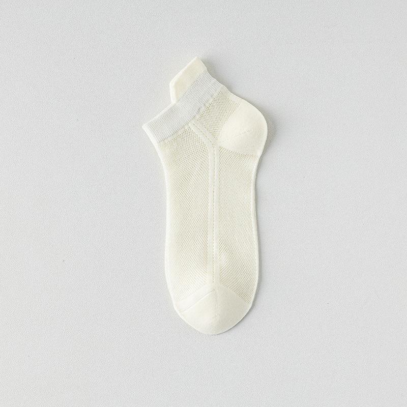 Sommarstrumpor för kvinnor, tunna, svala, andningsaktiva med nätstruktur och halkskydd vid hälen, benhöga strumpor i ren bomull utan sömmar