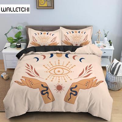 Hand Palm King Queen Duvet Cover Boho Magic Mandala Bedding Set Hand of Fatima Quilt Cover Hamsa Hand Polyester Comforter Cover