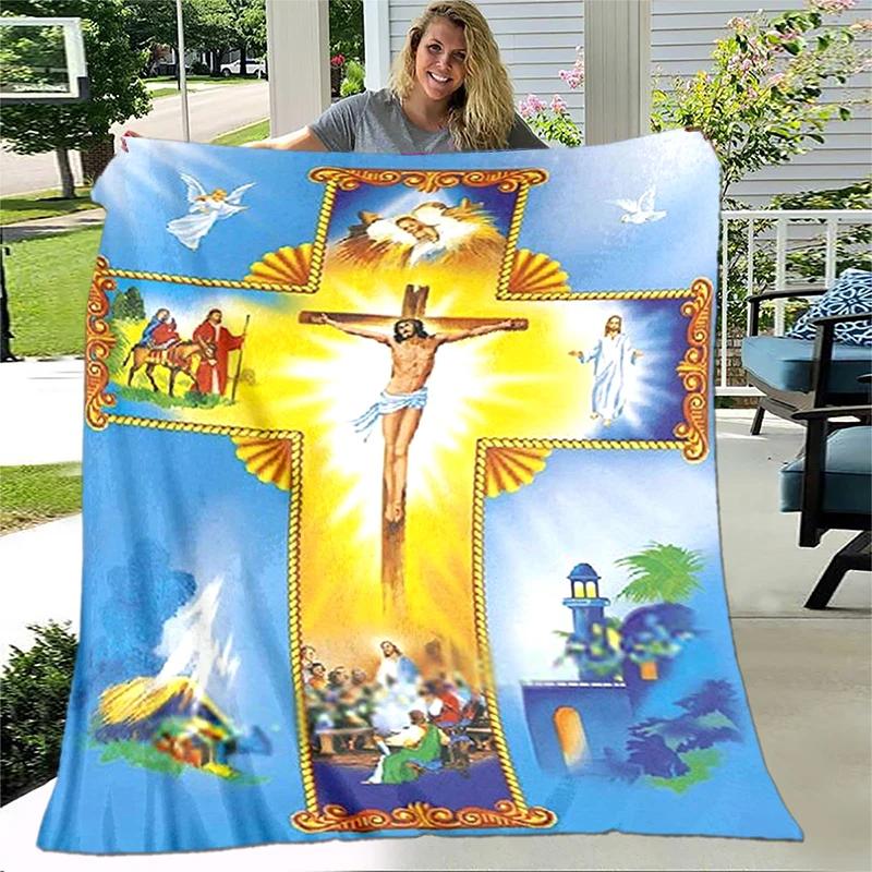 Jesus Virgin Mary Soft Throw Blanket Bedding Flannel Living Room/Bedroom Warm Blanket Virgin Mary Blanket Cross Blanket Home