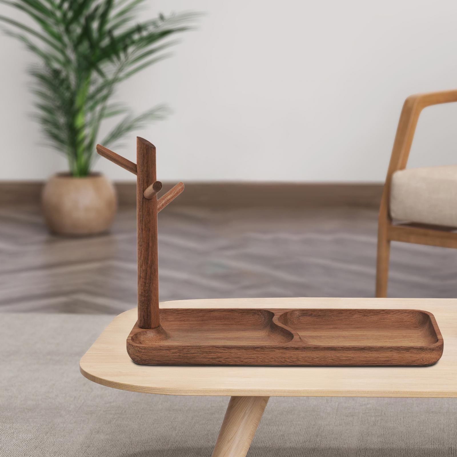 

Wood Key Holder with Tray Entryway Table Organizer Hanging Stand 3 Tiers Versatile Perfume for 30x12x21.5cm