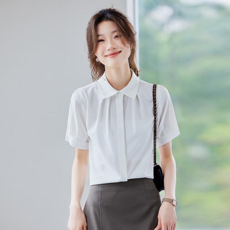 Women s Short-Sleeve Professional Chiffon Blouse 2XL