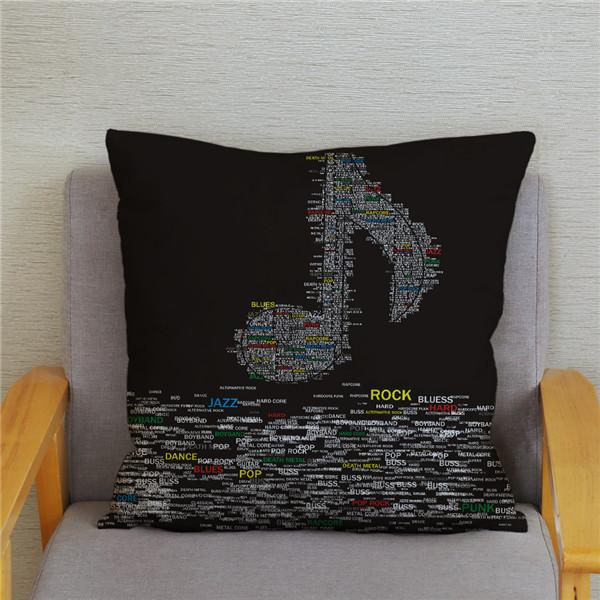 Trendy Rock Music Print Pattern Cushion Cover   Home Living Room Sofa Decoration Pillow