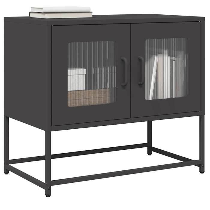 VidaXL Meuble TV noir 68x39x60,5 cm acier laminé à froid, banc tv, meuble hifi, centre de divertissement, buffet tv, meuble 853332