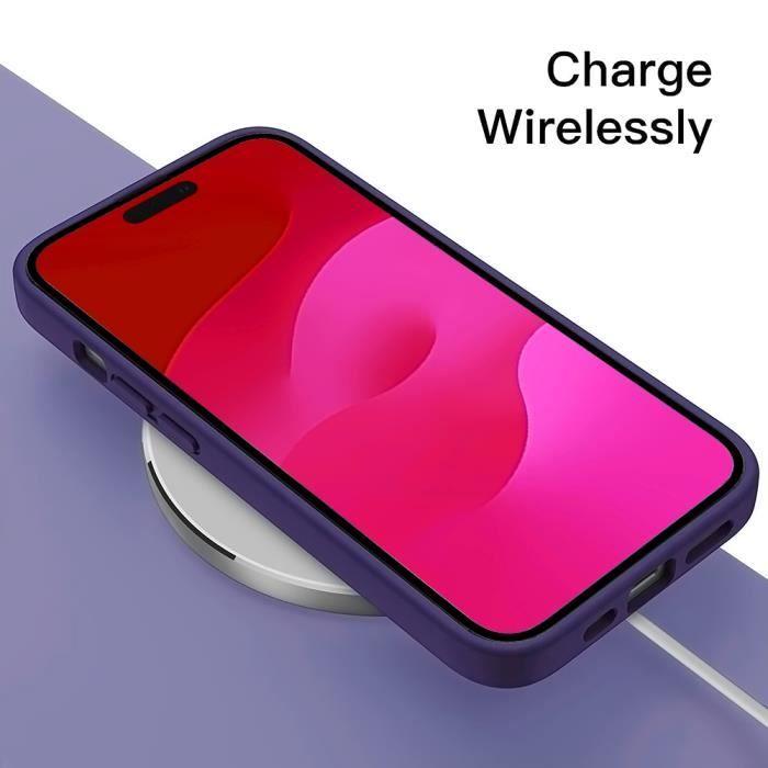 Coque - E.F.CONNECTION - iPhone 15 Pro - Silicone Violet Foncé - Antidérapante - Flexible
