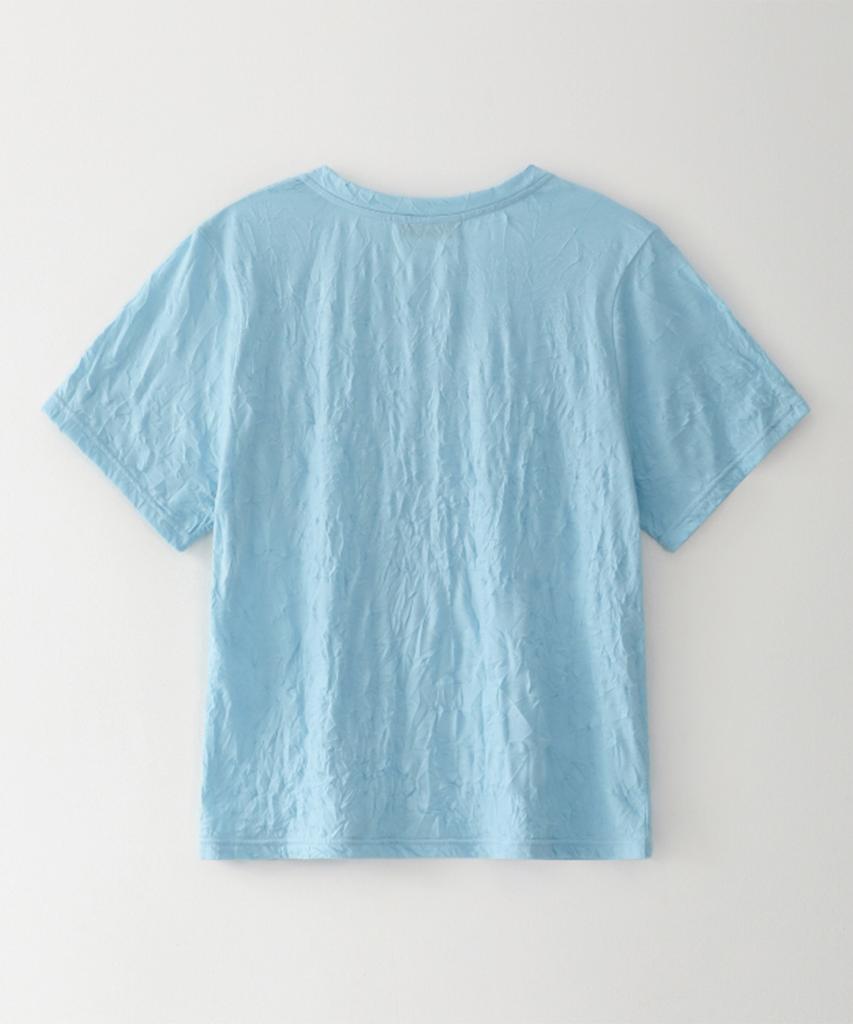 Beullusseonpeullawo Textured Henley Neck Short Sleeve T-Shirt [Blue]