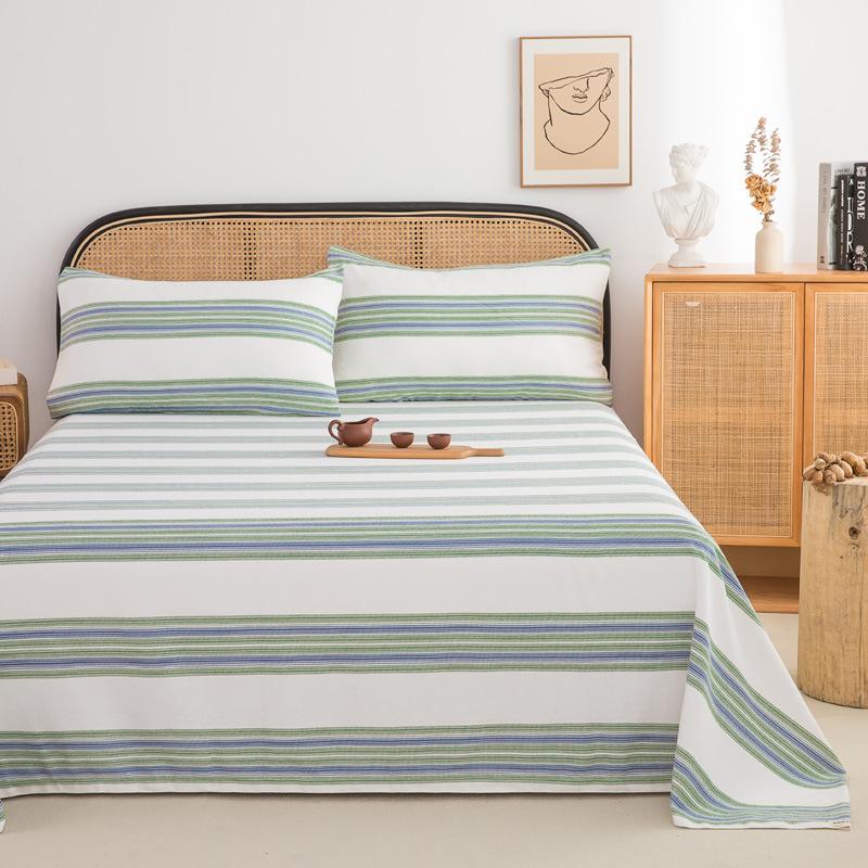 Wholesale 100% cotton old coarse cloth sheets pure cotton kang single three-piece set single piece soft mat student dormitory mat