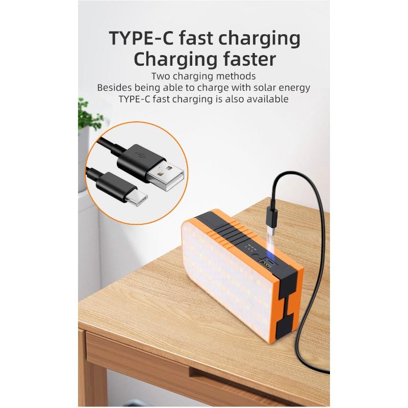 1000LM Faltbare LED Campinglampe, Solar-/USB-wiederaufladbar - Powerbank, Wasserdicht, Haken für Außenarbeiten, Notfall, Nachtfischen