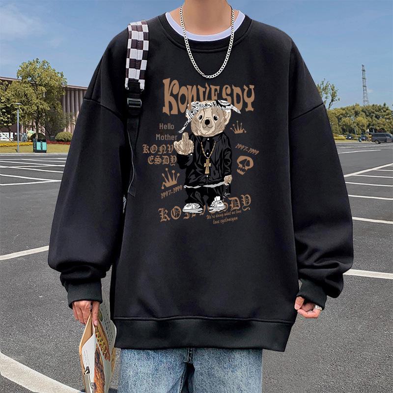 Herren Cartoon Sweatshirt 2023: Verdickt, Samt, Trendiges Allround-Herbst-/Winter-Unterhemd