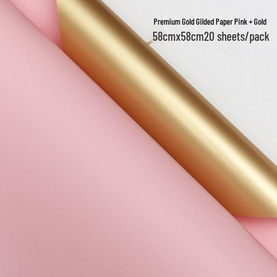 Elegancki dwukolorowy złoty papier do pakowania bukietów kwiatowych