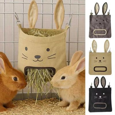 Rabbit-shaped Hanging Hay Bags Large Capacity Oxford Cloth Food Bags Hamster Feeding Bags