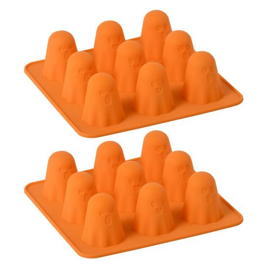 Ghost Silicone Mold Set 3D Halloween Chocolate Mold Ice Cube Tray Heat Resistant Dessert Mold for Jelly Gummy Candy Pudding