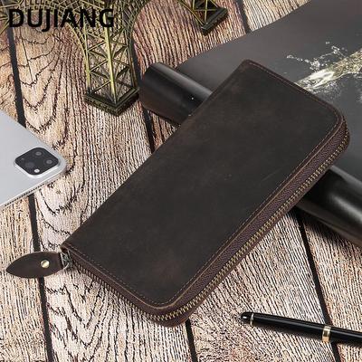 Herren RFID Retro Crazy Horse Leder Lange Geldbörse Clutch - Echte Leder Münzbörse