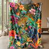 Jungle Leopard Floral Fusion 1 Theme blanket Lightweight Warm Flannel Blanket Decorative Throw Blanket for Home Decoration