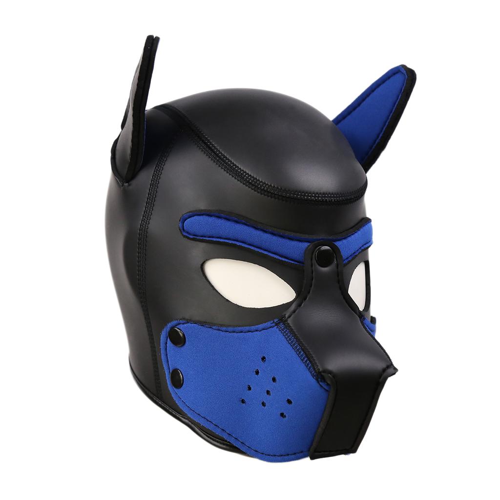 Puppy Play Dog Hood Mask Neck Collar  Bondage Hood Mask Restraint Harness Full Head Ears Halloween Mask Sex Toy For Couples