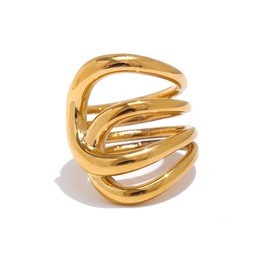 

Yhpup 6789# Stylish Unique Design Stainless Steel Metal Geometric Unusual Ring Statement Daily Exquisite Jewelry Gift 6