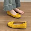 Yellow Single Shoes Women's 2025 New Summer Soft-soled French Evening Bow Flat-bottomed Super Fire Ballet Shoes