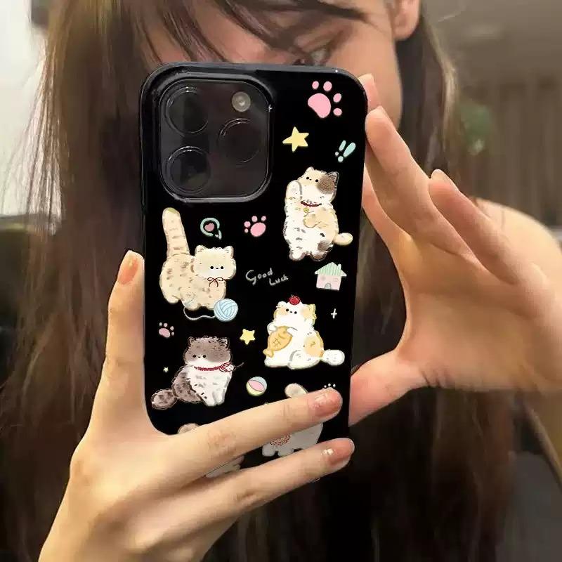 Love Multiple Cute Cats House Phone Case For IPhone 17 Air 16 15 14 Plus 13 12 11 Pro Max Dustproof Flexible Protective Cover
