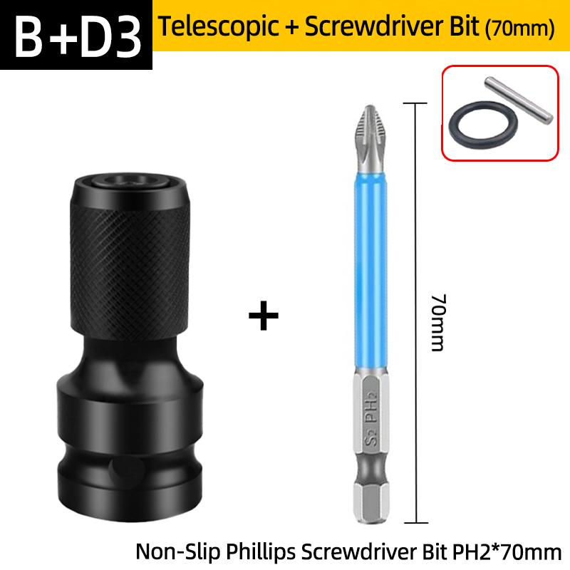 PH2 Phillips Screwdriver Bits Cross Head Magnetic 50/100/150mm Hand Tool 1/2” Square To 1/4” Hex Wrench Socket Adapter Converter