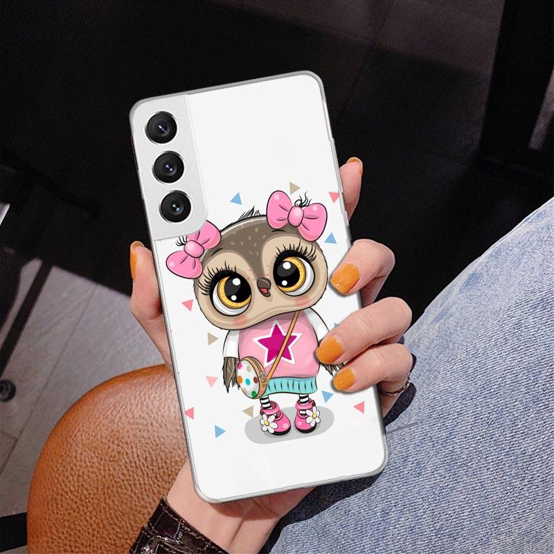 Cute Owl Hearts Lover Phnoe Case for Samsung Galaxy S26 S25 Edge S23 S24 Ultra S22 Plus S21 S20 FE Unique Cover Soft Coque Galax