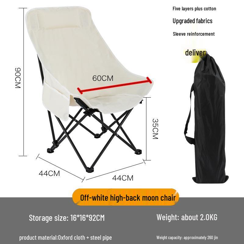 High-Back Reclining Moon Chair Set for Camping, Barbecues, Picnics, and Fishing