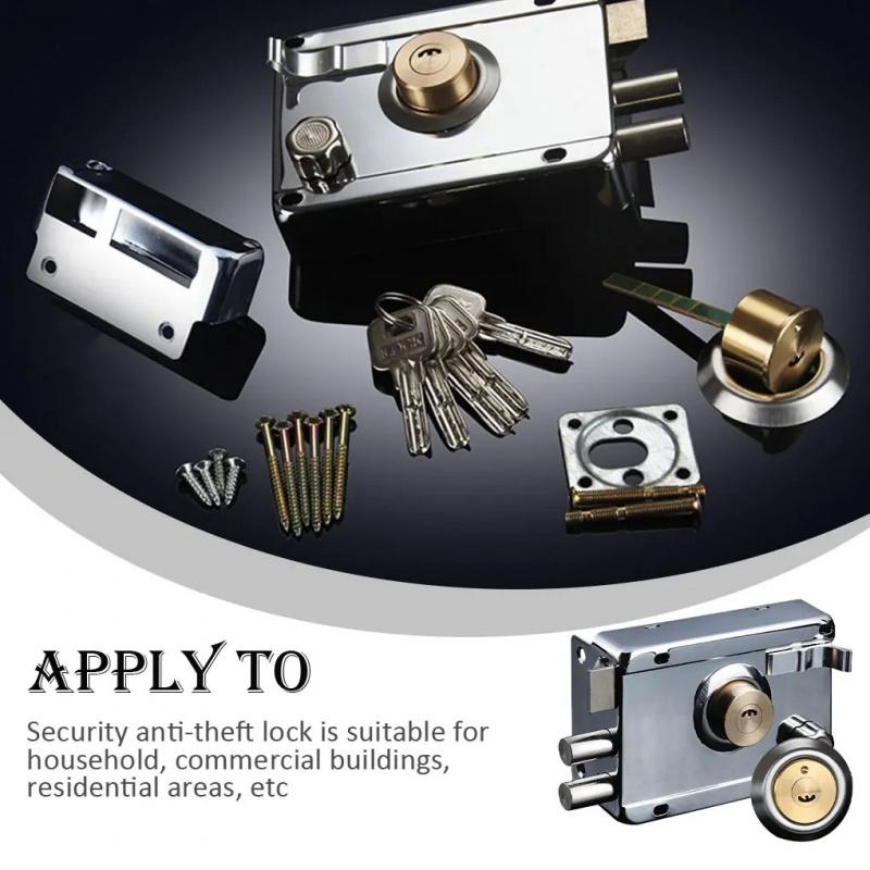 Antique Heavy-Duty Smooth Lock Front Door Padlock with Key Household Gear Universal House Locking Accessory