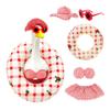 Inflatable Goose Pool Float with Five-Piece Bikini Set Includes Hat Sunglasses Top Skirt and Swim Ring for Summer Water Activities