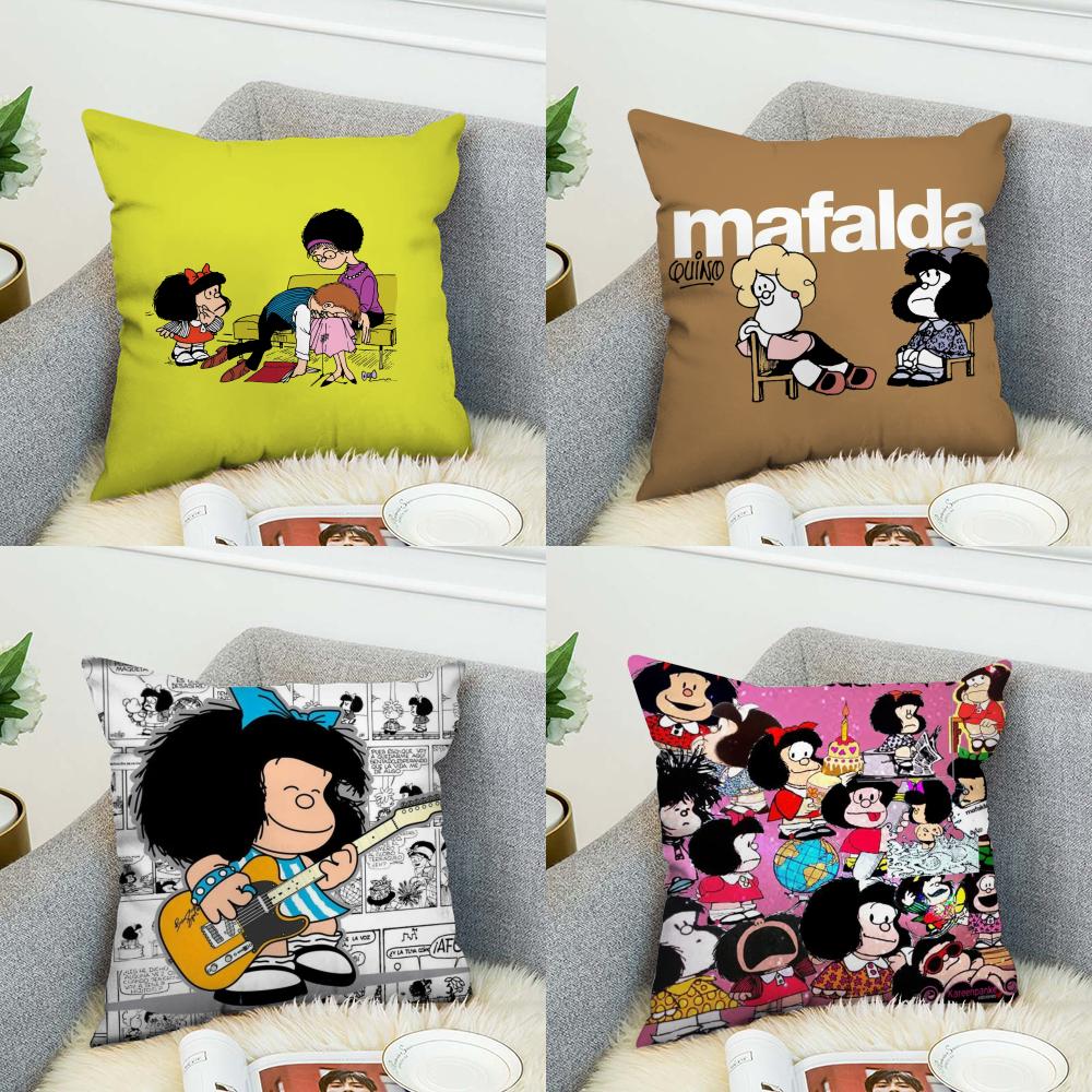Federa per Cuscino Mafalda per Auto Divano Decorativa per la Casa Stampa Double-Sided Peluche Quadrato Cuscino da Lancio Copricuscino