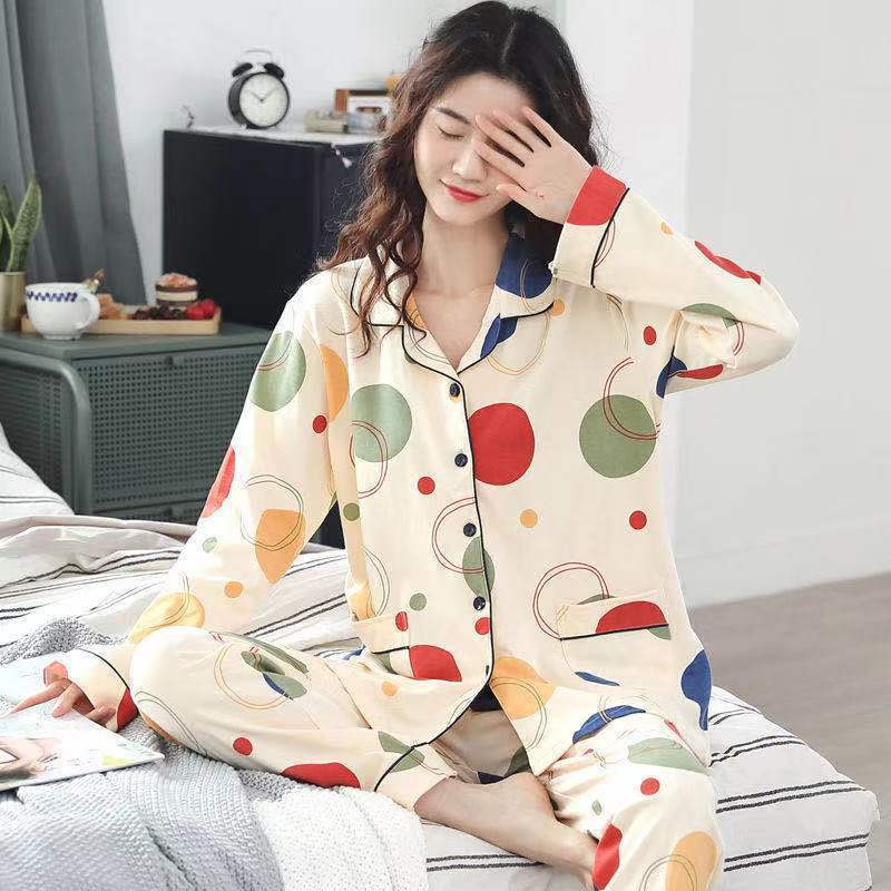 Pure cotton pajamas women's spring and autumn long-sleeved winter large-size pajamas, summer women's suits, loungewear can be worn outside