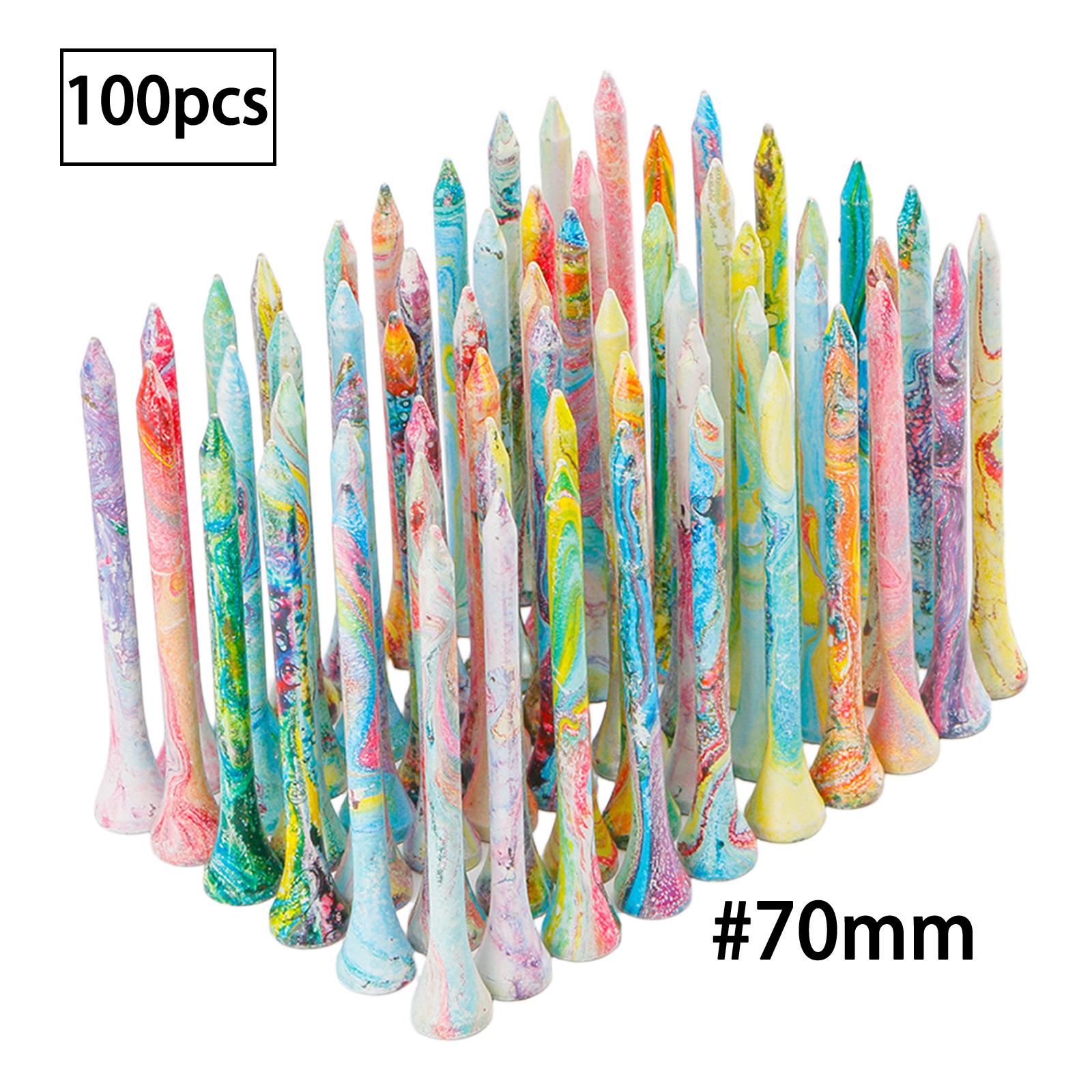 

100Pcs Assorted Colors Golf Wooden Tees, Colorful Practice Tees for Drivers Irons, Golf Supplies Accessories 70mm