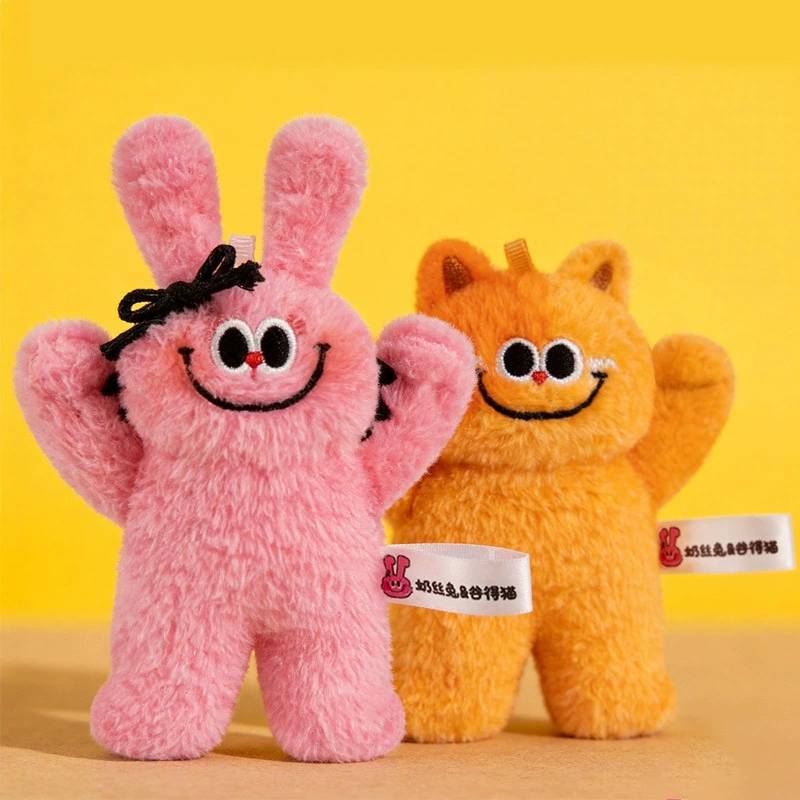 Milk Silk Bunny And Cat Plush Keychain With Soft Short Plush For Kids And Teens